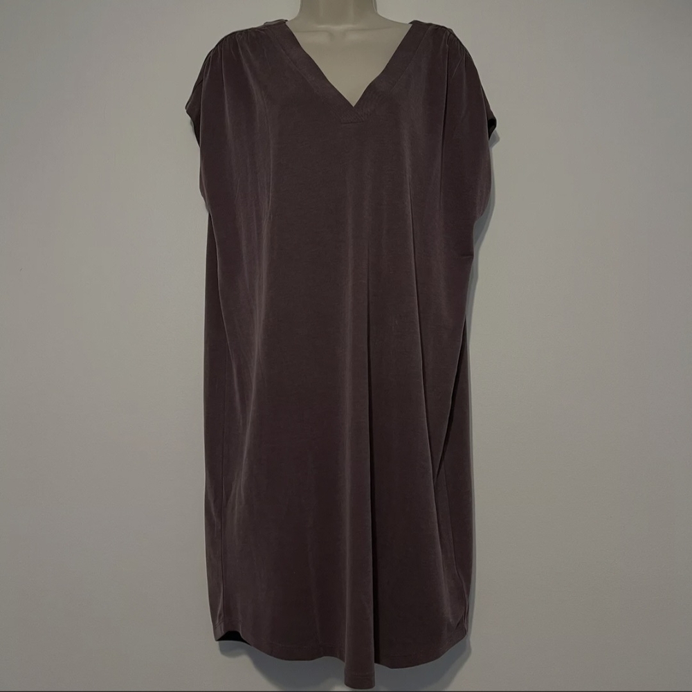 Tahari T-shirt Purple Dress w/ V-neck - Size S - Picture 6 of 6